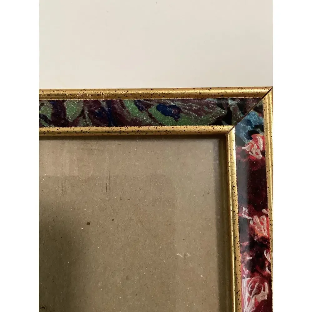 Vntg Gold & Marbled Colorful Floral Pic Frames 8x10 5x7